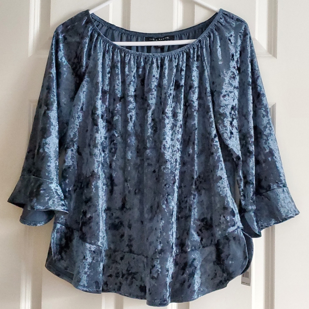 NWT Zac & Rachel Slate Velvet Top Size S